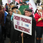 Chcemy pracować, a nie wegetować - manifa OPZZ w Warszawie -18.04.2015r.