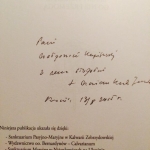 Dedykacja kard. Mariana Jaworskiego na Kazaniach dla Małgorzaty Kupiszewskiej