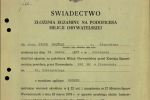 Piotr Wroński - świadectwo z egzaminu po kursie podstawowym dla MO - teczka IPN