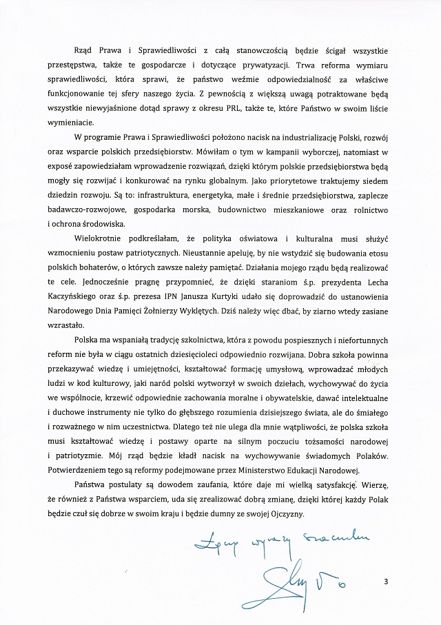 List do kibiców premier Beaty Szydło str. 3