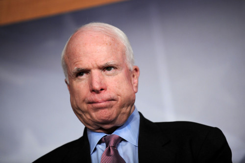 Sen. John McCain (R-AZ) speaks at a press conference demanded answers on the attacks on an American diplomatic outpost in Benghazi and to announce they will hold President Obama's pending nominations until they receive the information for Defense Secretary and CIA Director, on Capitol Hill on February 14, 2013 in Washington, D.C. UPI/Kevin Dietsch