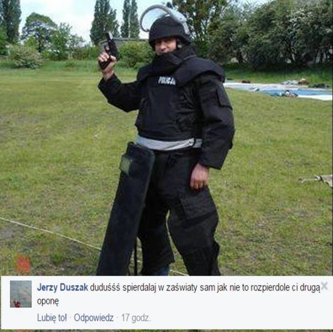 Policjant grozi Dudzie