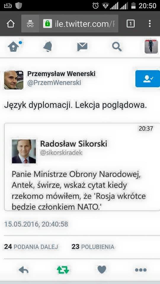 Radek Twitterek Sikorski nadaje