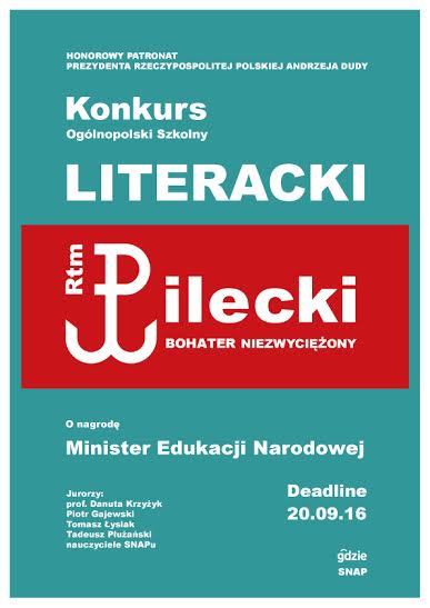 Rotmistrz Pilecki Bohater Niezwyciężony - plakat konkursu literackiego