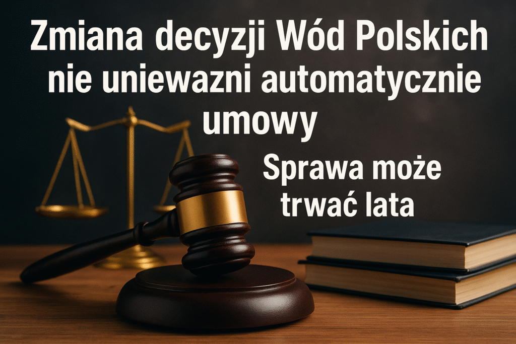 Zmiana decyzji Wód Polskich nie unieważni automatycznie umowy. Sprawa może trwać lata