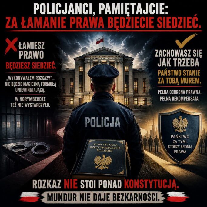 POLICJANCI, PAMIĘTAJCIE: ZA ŁAMANIE PRAWA BĘDZIECIE SIEDZIEĆ