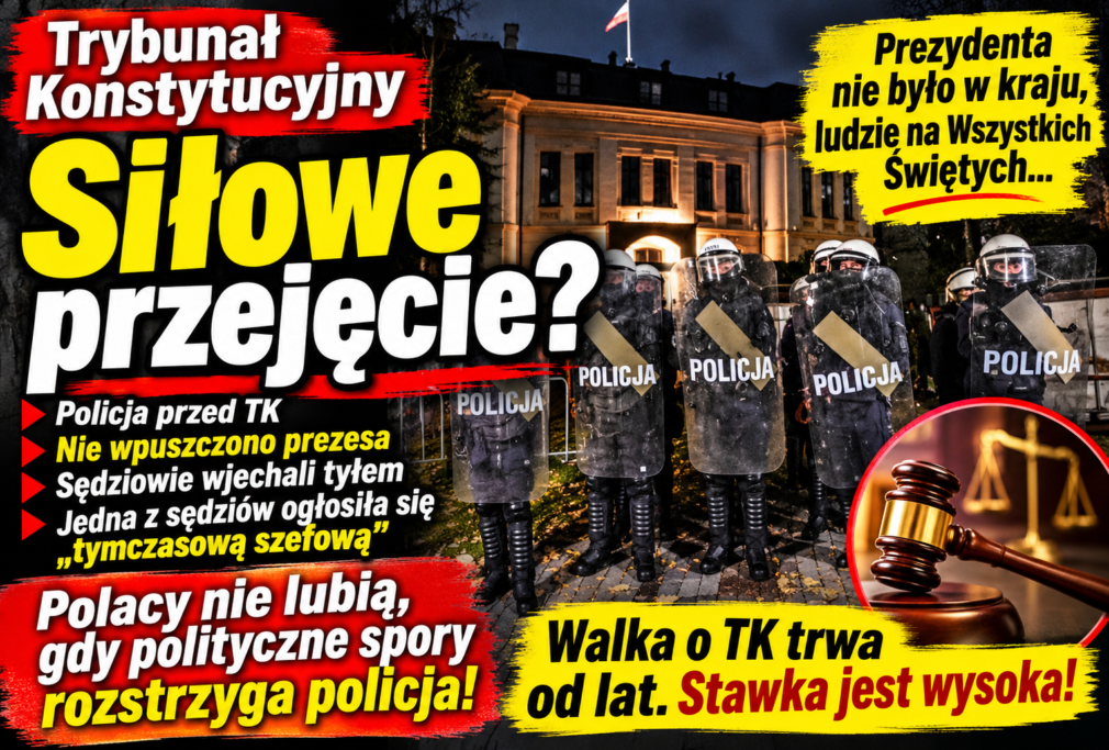 Trybunał z policyjną blokadą! Spór o władzę trwa