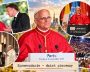Kolaż z pierwszego dnia wizyty papieża Leona XIV we Francji: spotkanie z Emmanuelem Macronem, wystąpienie w UNESCO, nieszpory w Notre-Dame i spotkanie z młodzieżą na Stade de France.