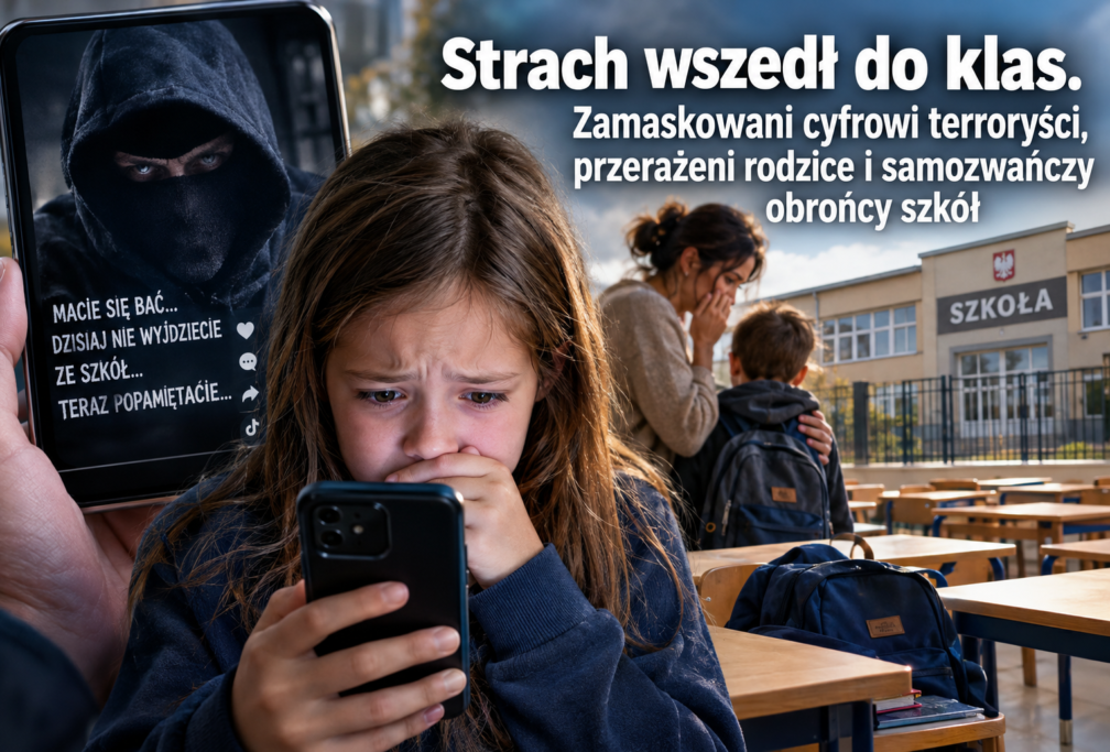 Strach wszedł do&nbsp;klas. Zamaskowani cyfrowi terroryści, przerażeni rodzice i&nbsp;samozwańczy obrońcy szkół